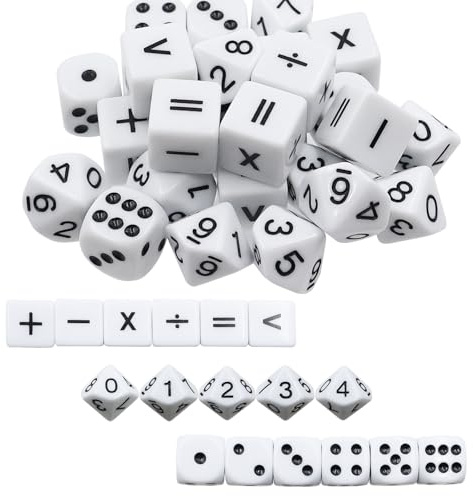 30 Stück Mathe Würfel Acryl Rechenwürfel 16mm Unterrichtswürfel für Kinder | Mathewürfel Set 10 Mathe Operationswürfel 10 Punktwürfel und 10 Zahlenwürfel für Kinder Würfelspiele Rechenspiel