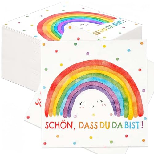 Servietten, servietten mit Regenbogen-Smiley-Gesichtern, servietten für den ersten Schultag, Tischdekorationen für Jungen und Mädchen(40pcs)