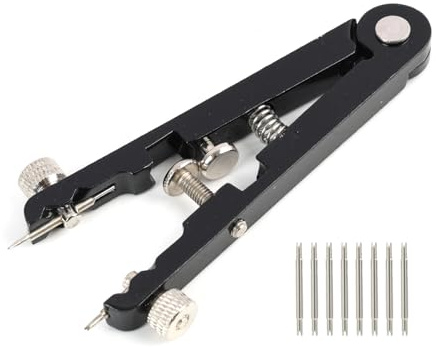 JiaHeHe Uhrenarmband-Werkzeuge, Aluminiumlegierung-Uhrenarmband-Federstegzange mit 8 Ersatzstiften, Federsteg-Entferner, schwarzes Reparaturwerkzeug