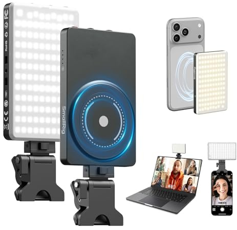 SMALLRIG M3 Magnetisches Selfie-Telefon-LED-Videolicht mit Clip, 120 LEDs 2000mAh Wiederaufladbar, 2700K – 6500K, Tragbares Clip-on-Fülllicht für iPhone, für iPad, Kamera/Laptop (Tintenblau) – 5505
