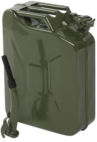 Generisch Benzinkanister 20l 10l 5l Metall Mit Ausgießer, Kraftstoffkanister Mit Entlüftung, Dick Und Langlebig Kraftstoff Kanister, Reservekanister Für Benzin & Diesel,Grün,10L