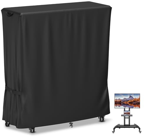 STARTWO Outdoor TV Cover 50 Inch Weatherproof, Waterproof Rolling TV Stand Cover with Windproof Buckles,Heavy Duty Oxford Fabric TV Screen Protection Covers for Portable TV Stand On Wheels（50L x 20W x 55H）