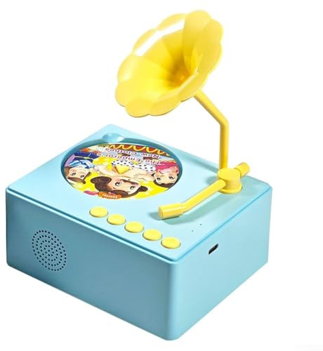 Kids Music Player With 96 Story Cards, Educational Gramophone Toy For Ages 3-6, Early Learning Phonograph, Pink And Blue(Blue)