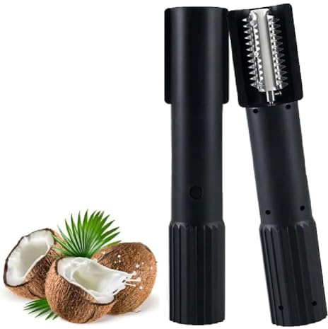 Electric Coconut Grater Machine, Handheld Coconut Scraper, Electric Coconut Shredder, Portable Reusable Stainless Steel Coconut Meat Scraper Tool, Electric Grater for Shop Restaurant Juice (Black)