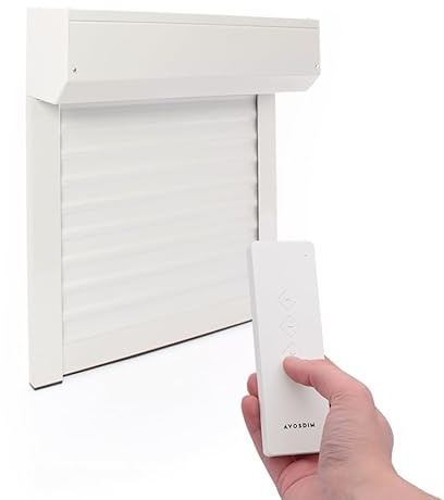 Volet Roulant Electrique Radio Ajustable en Aluminium h140 x l120 cm- Coloris Blanc- Montage Facile , Pour Fenêtre