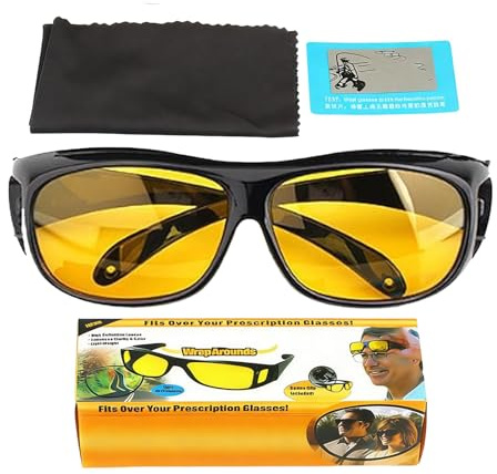 Genérico Gafas de Visión Nocturna para Conductores - Lentes Amarillas Polarizadas Antirreflejo paraa Atardecer | Gafas de Seguridad para Ciclistas y Corredores | Protección contra Viento-y-Lluvia