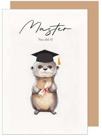 Edition Seidel Premium Glückwunschkarte zum Master mit Umschlag. Karte Grußkarte Spruch Sprüche Englisch Master Studium Prüfung Bachelor Universität Erfolg Abschluss Feier Mann Frau (PR176 SW026)