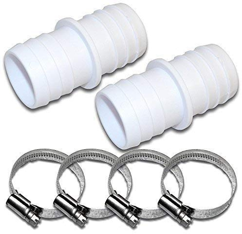 well2wellness® 2 x Schlauchverbinder 38 mm Plus 4 Schlauchschellen