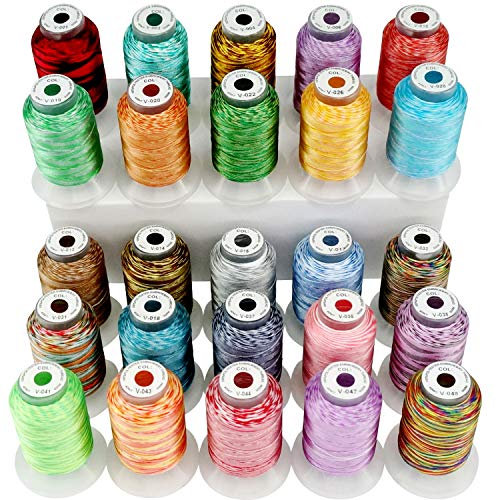 New brothread 25 Multi Farben Polyester Maschinen Stickgarn 500M (550Y) für Brother/Janome/Singer/Babylock/Kenmore/Bernina/Husqvaran Stickereimaschine