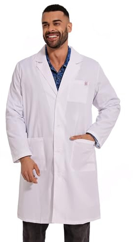 JONATHAN UNIFORM Unisex Laborkittel Weiß Baumwolle 3 Taschen Arztkittel | Arztkittel Herren Damen Arzt Kostüm, Lab Coat für Arzt Pflege Klinik Krankenhaus Medizinstudent Hausarzt