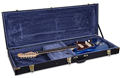 Crossrock Deluxe Hartschalenkoffer für E-Gitarren im Jazzmaster-/Jaguar-Stil, Schwarz, CRW600JMBK