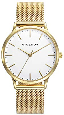 Viceroy Reloj Mujer Analógico de Acero Inoxidable - 33 mm - Movimiento de Cuarzo - Esfera Blanca - Resistente al Agua 5 ATM - Malla Milanesa - Colección Kiss – 461096-07