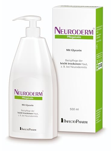 NEURODERM Pflegelotio, 500 ml – Lotion mit Glycerin bei Neurodermitis | Pflegelotion für leicht trockene Haut | Für Erwachsene, Kinder & Säuglinge – Reduziert Hauttrockenheit