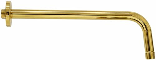 30cm Brausearm Wandarm Wandauslauf Wandausleger für Duschbrause, Kopfbrause, Brausekopf in Gold, Messing vergoldet Hochglanz, mit Wandrosette, ½ Zoll Außengewinde