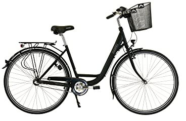 HAWK City Wave Premium Plus inkl. Korb I Damenfahrrad 26 Zoll I Damen Fahrrad mit 3-Gang Nabenschaltung, Beleuchtung & Ergogriffen I Schwarz