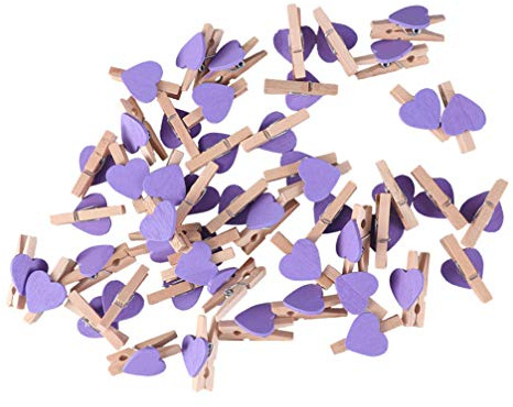 NUOBESTY 100pezzi Mollette in Legno per Foto Portafoto Forma di Cuore Clip in Legno Naturale Fermacarte in per Decorazioni Domestiche Feste e Artigianato