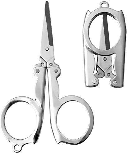 nuoshen 2 Packs Stainless Steel Folding Scissors Portable Foldable Travel Metal Scissors for Craft, Sewing 10.5cm
