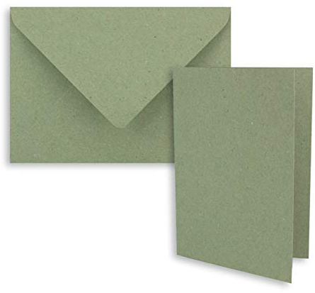 FarbenFroh by GUSTAV NEUSER 25x Faltkarten-Set DIN A7-10,5 x 7,4 cm - mit Umschlägen DIN C7 in Kraftpapier Grün - Kleine Doppelkarten blanko zum Selbstgestalten und Bedrucken
