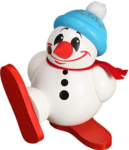 Kugelfigur Räuchermännchen Cool Man Skifahrer inkl. 2 Räucherkerzen Holz 11 cm Holzkunst Weihnachtsdekoration Erzgebirge