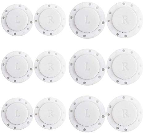 Enkomy Osynlig magnetisk plastknapp, 6 par gör-det-själv väska magnetknapp kläder sytillbehör magnet sten spänne, vit, 3 par 21 mm + 3 par 25 mm