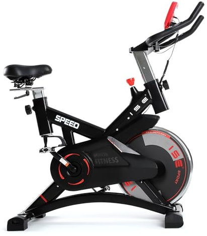 ISE Ergometer Heimtrainer Fahrrad, Indoor Cycling Bike mit Programm und Display, Armauflage, Pulsmesser, Fitnessbike Zuhause, Ergometer Fahrrad/Heimtrainer Fahrrad mit Einstellbarer Widerstand