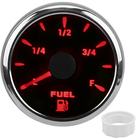 Indicador de Nivel de Combustible, Indicador de Nivel de Combustible Universal de 52 Mm para Automóvil, Medidor de Tanque de Combustible, Indicador de Nivel de Combustible con Luz de Fondo de(Negro)