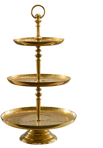 Etagere ORIENT - 50cm - gold - Metall-Aluminium-Legierung Unikat | Handgefertigt, 3 Etagen, Hammerschlag, pflegeleichte Oberfläche, Eyecatcher, Schmuckständer