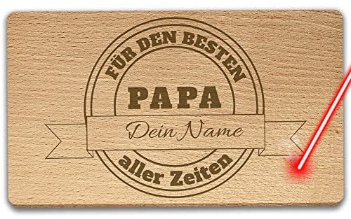 Frühstücksbrett mit Name gravieren - Bester Papa - Geschenk für Papa zum Vatertag, Geburtstag, Weihnachten - Holzbrett Buche 225 x 125mm | personalisiert mit Gravur