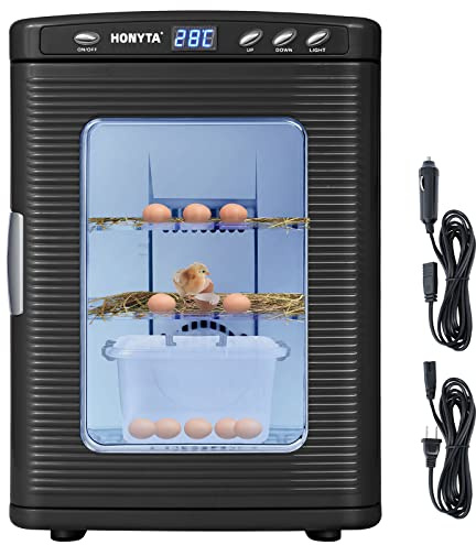 RYFT Incubators for Hatching Eggs, 25L Portable Reptile Scientific Lab Incubator with 5°C-60°C, 12V/110V Heating and Cooling for Small Reptiles (Black)