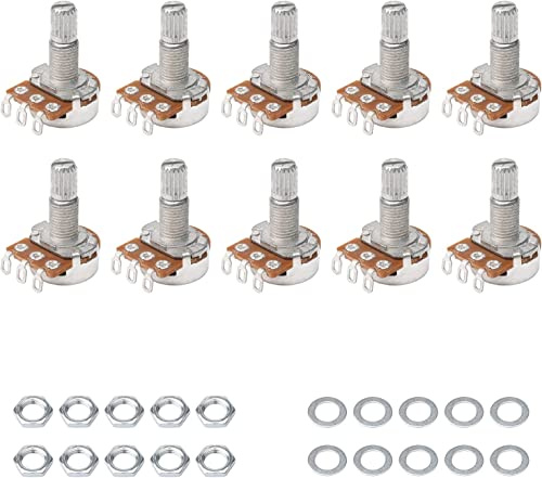 Pxyelec Guitar Potentiometer A500K OHM Pack of 10 | Audio Pots, Replacement for Electric Guitar