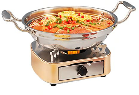 Spirituskocher für Innenraum Campingkocher, Mini Camping Alkoholkocher, Tragbarer Campingkocher Spiritusbrenner, Alcohol Stove Spirituskocher für Innenraum, Leicht Zu Tragen,Gold