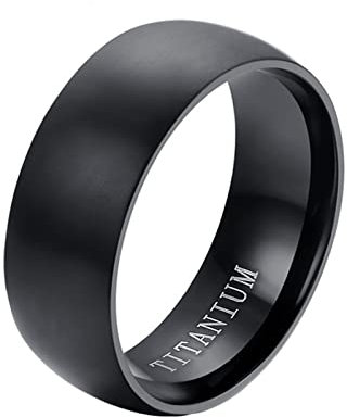 Daesar Titan Ringe Partnerringe mit Gravur, Ring Personalisiert Männer 8MM Matt Bandring Schwarz Freundschaftsringe für Männer Gr.65 (20.7)