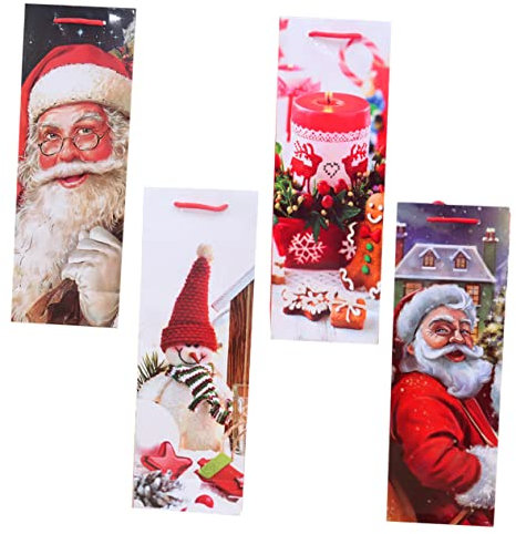 Toyvian 4stücke Weihnachtspapiertüte Für Wein Weihnachtstüten Für Weinflaschen Weihnachtsbeutel Für Wein Weihnachtsgeschenktüte Für Weihnachtstüte Für