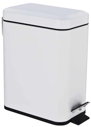 HOMION Pedal Bin Bathroom 5L Slim Rectangular Bin With Removable Bucket Waste Dust Slimline Easy To Clean 5 Litre Toilet Bin Stainless Steel For Kitchen Caravan Campervan Bath Toilet (White)