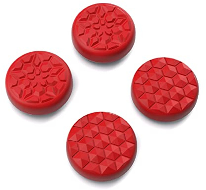 playvital Tapas para Joysticks para Steam Deck LCD & OLED | Silicona Suave, Agarre Antideslizante, Ajuste Preciso, Protección para Joysticks, Grano de Diamante&Grieta-Rojo Pasión