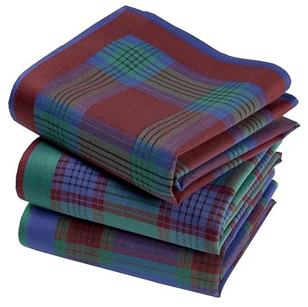 Pañuelos de tela para hombre, 100% algodón, peinado, 45 x 45 cm, 3 piezas, modelo S38
