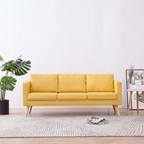 Camerina 3-Sitzer-Sofa Stoff Gelb GartenmöBel Lounge Rattansessel Lounge Set Outdoor