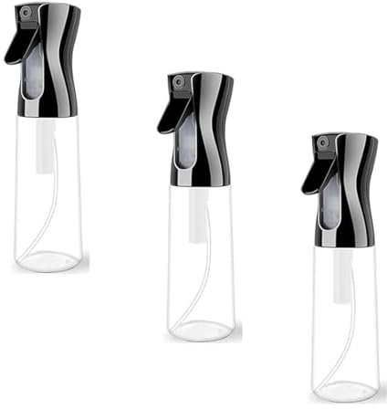 YRUISI Sprühflasche, ultrafein, kontinuierlicher Wassernebel, nachfüllbar, leer, Sprühflasche für Malerei, Scrapbooking, Hintergrund, Reinigung, Pflanzen, Nebel (schwarz, transparent, 500 ml), 3 Stück