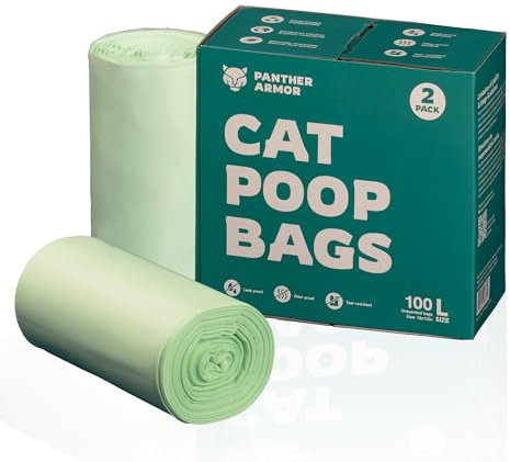 Panther Armor Cat Litter Bags for Poop, 200 Large Cat Poop Bags 16x12
