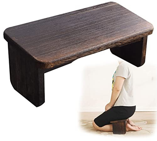 Meditationsbank, kniend, klappbar, Meditationshocker zum Sitzen auf dem Boden aus Bambus, faltbarer ergonomischer Meditationshocker, stabile Gebetsbank für tiefere, längere Meditation (Farbe: Dun