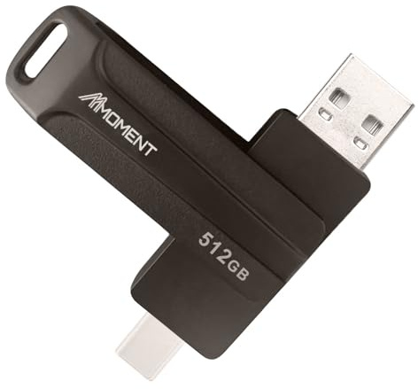 MMOMENT Clé USB C 512 Go, prise en charge du port de type C de type A, clé USB USB-C, clé USB OTG 2 en 1 pour Android, iPhone 15-16 vitesse de lecture jusqu'à 150 Mo/s