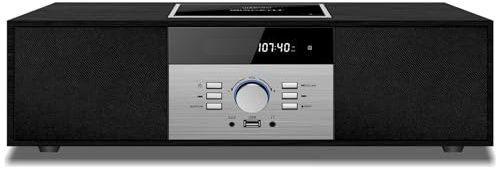 Kompaktanlagen Nostalgische Bluetooth-Stereoanlage für Zuhause, WISCENT Vintage Micro HiFi Systems CD-Player, mit Bluetooth Audio Streaming, FM Radio, USB-Anschluss, Aux-in, Kopfhöreranschluss