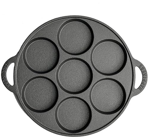 VONOTO Molde para galletas de hierro fundido, mini molde de hierro fundido, 11 pulgadas pre-sazonado (7 tazas)