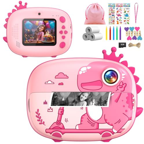 uleway Kids Camera Instant Print Camera Kids 1080P HD Photocamera for Children Kids' Instant Digital Cameras Camcorder Videocamera with 32GB Card Printing Paper Toys Gift for Kids 3-12 Years