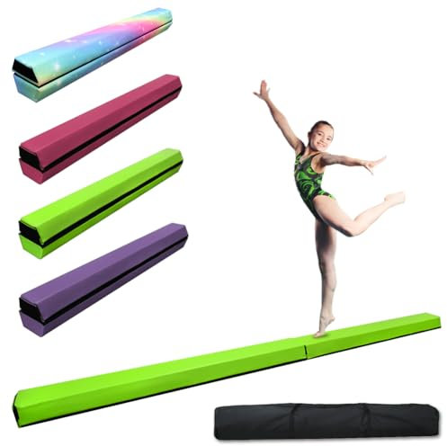 HomeSun Schwebebalken 240cm Faltbar Balance Beam Gymnastik Balance-Balken Gymnastikbalken Übung Fitness Training Turnen für Zuhause (Grün, 240cm)