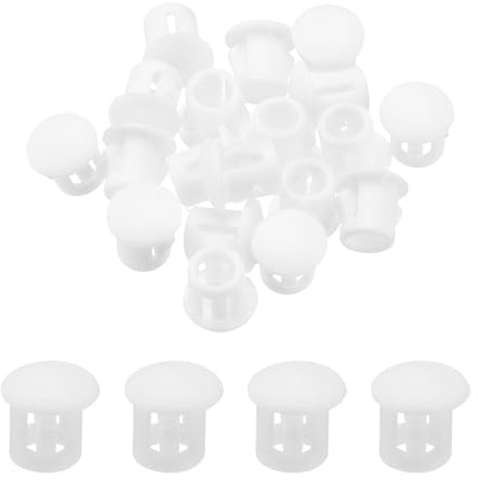 QUARKZMAN 32 Stück 5mm (3/16) weiße Kunststoff Lochstopfen, Flache Abdeckkappen, Endkappen für Verriegelungslöcher, Rohre, Möbel, Schränke