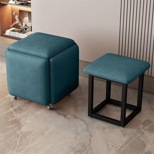 Stool Cubes 5 in 1 Würfelsitz mit Drehrollen, stapelbare Sofasessel Hocker, Nesting Ottomane Hocker, Bewegliche Fußhocker, Rollstuhl für Wohnzimmer Schlafzimmer