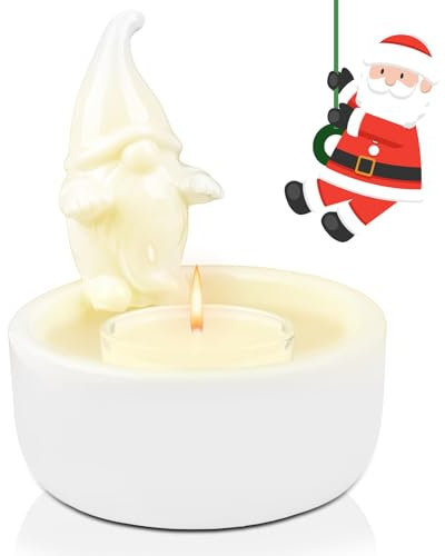Weihnachtsmann-Kerzenhalter, Weihnachten Kerzenhalter, Niedliche Rund Weihnachtsmann Teelichthalter Kerzenständer, Mini Keramik Kerzenhalter für Weihnachten Party Tischdeko Heimdekoration