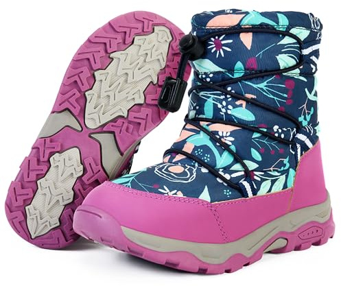 PolarPals Toddler Snow Boots Boys Girls Winter Shoes Waterproof Slip Resistant Outdoor Warm Boots for Little Kids (Purple,8.5)