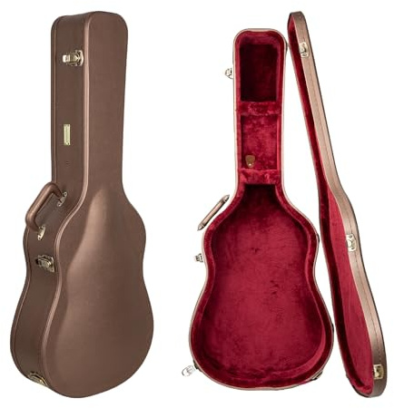 Crossrock Designer Serie - Universeller Holzkoffer für 4/4 Klassikgitarren - Sicherheitsschloss, Metallfüße, Ablageplatz - Schokoladenbraun (CRW520CCB)